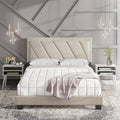 Boyd Sleep Diagonal King Size, White Linen Upholstered Platform Bed with Adjustable Headboard - Qualified Box Spring or Foundation Required for Use