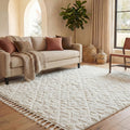 SAFAVIEH Area Rug 8x10 - Moroccan Tassel Shag Collection - Large - Ivory, Non-Shedding & Easy to Clean, Plush High-Low Texture, Ideal for Living Room, Bedroom, Dining Space (MTS688C)