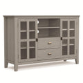 SIMPLIHOME Artisan TV Stand - 53 inch Wide Solid Wood Tall Media Console in Fog Grey, Contemporary Entertainment Center for Living Room for TVs up to 60 Inches with Drawers and Cable Management