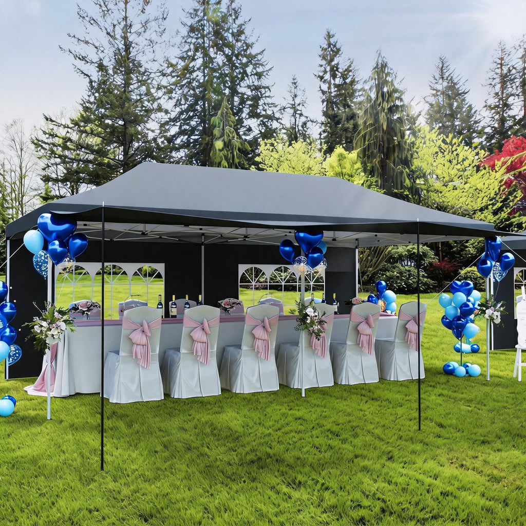 10x20 Pop Up Canopy Party Tent with 6 Removable Sidewalls, Waterproof Outdoor Large Gazebo Shelter with Adjustable Height for Backyard, BBQ, Wedding Events