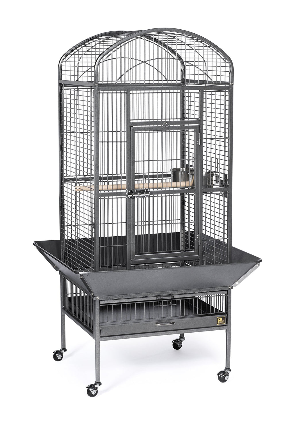 Prevue Pet Products Dometop Bird Cage - for Parrots, Conures, Caiques, Small Cockatoos, Big Bird Cage with Wheels, Indoor or Outdoor - Large, Black Hammertone