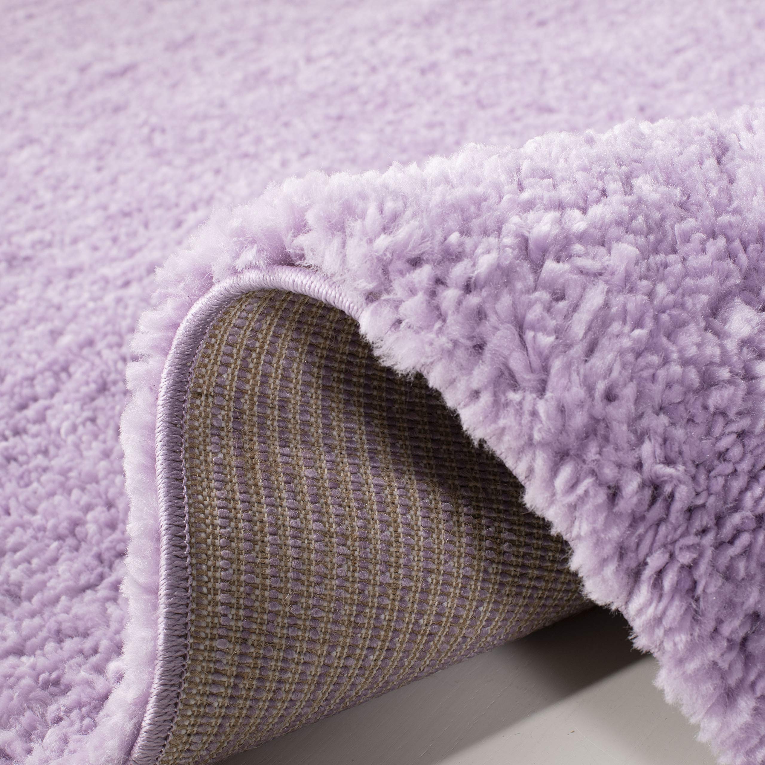 SAFAVIEH August Shag Collection Area Rug - 9' x 12', Lilac, Solid Design, Non-Shedding & Easy Care, 1.2-inch Thick Ideal for High Traffic Areas in Living Room, Bedroom (AUG900V)