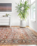 Loloi Layla Collection LAY-02 Spice/Marine 9'-0" x 12'-0" .13" Thick Area Rug, Soft, Durable, Vintage Inspired, Distressed, Low Pile, Non-Shedding, Easy Clean, Printed, Living Room Rug