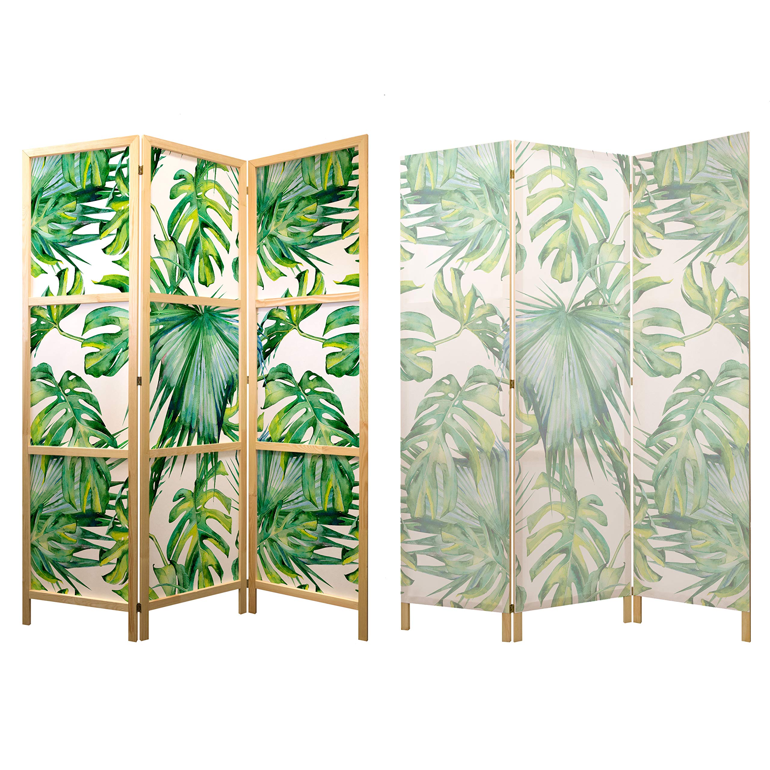 artgeist Japanese Room Divider Tropical Leaves Monstera grn 53 x 67 in - 3 Panel Folding Screen Japan Design Home Decoration Art Deco b-B-0295-z-b