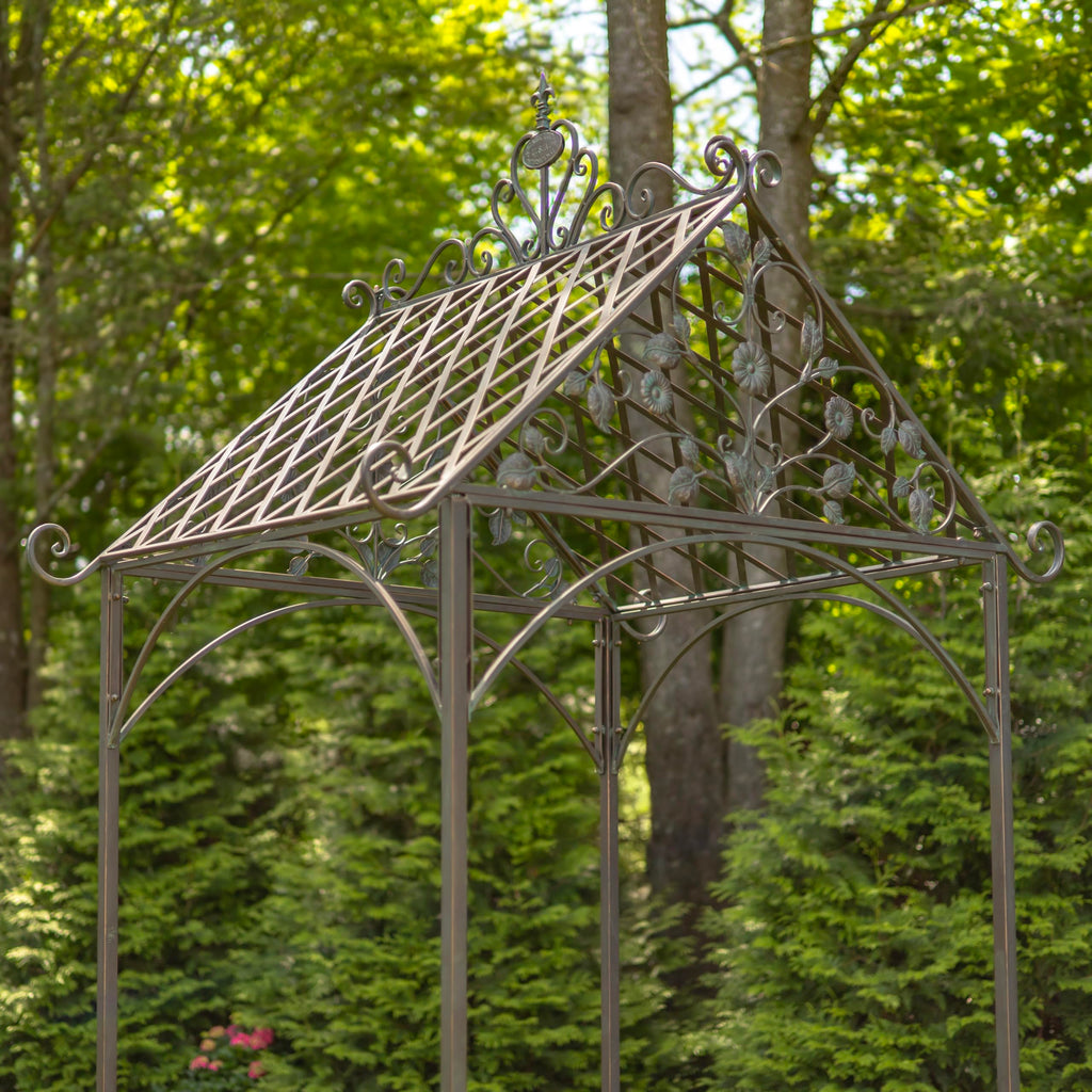 9.5ft T Iron Garden Arch with Embellished Trellis London 1820" (Antique Bronze)