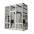 70" Large Outdoor Catio Cat Enclosure, Wood Cat Patio with Waterproof UV-Resistant Roof, Cats Shelter with 5 Platforms and 2 Resting Box, and Secure Rust-Proof Wire for Backyard or Patio