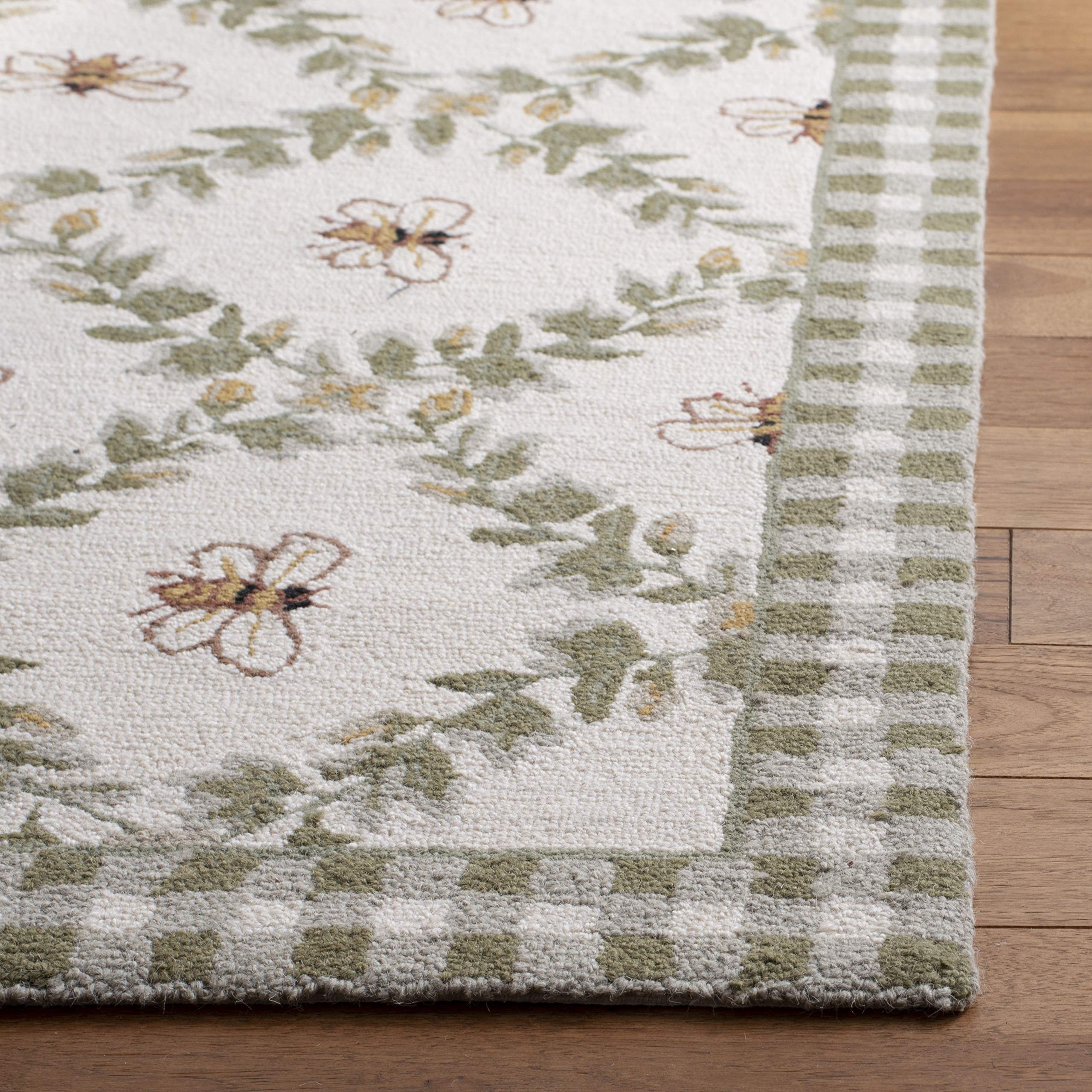 SAFAVIEH Area Rug 8x10 - Chelsea Collection - Large - Ivory & Green, Hand-Hooked Wool, French Country Design, Ideal for Living Room, Bedroom, Office, Dining Space (HK55A)