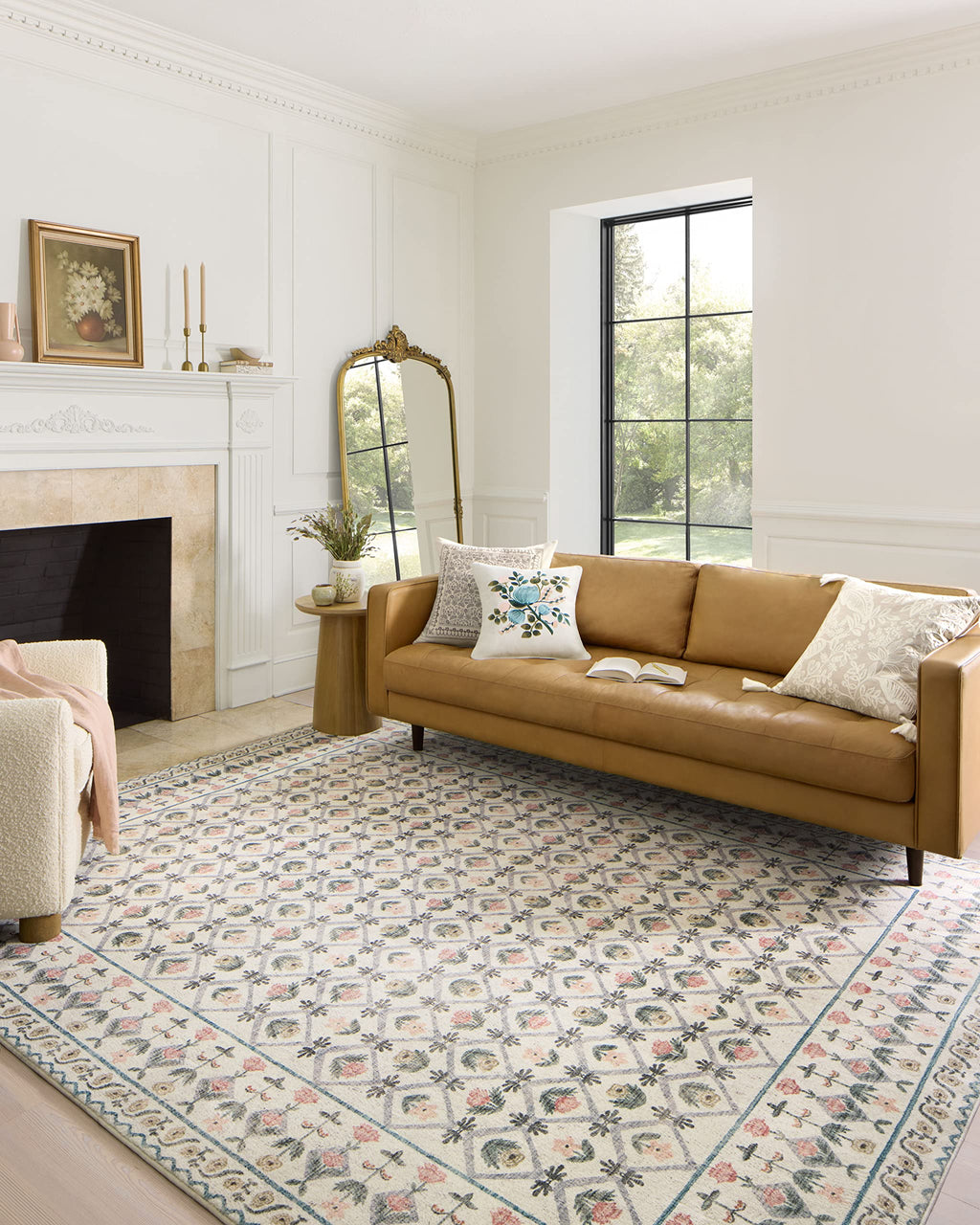 Loloi Rifle Paper Co. Eden Collection EDE-03 Lattice Ivory 7'-6" x 9'-6" Area Rug feat. CloudPile™