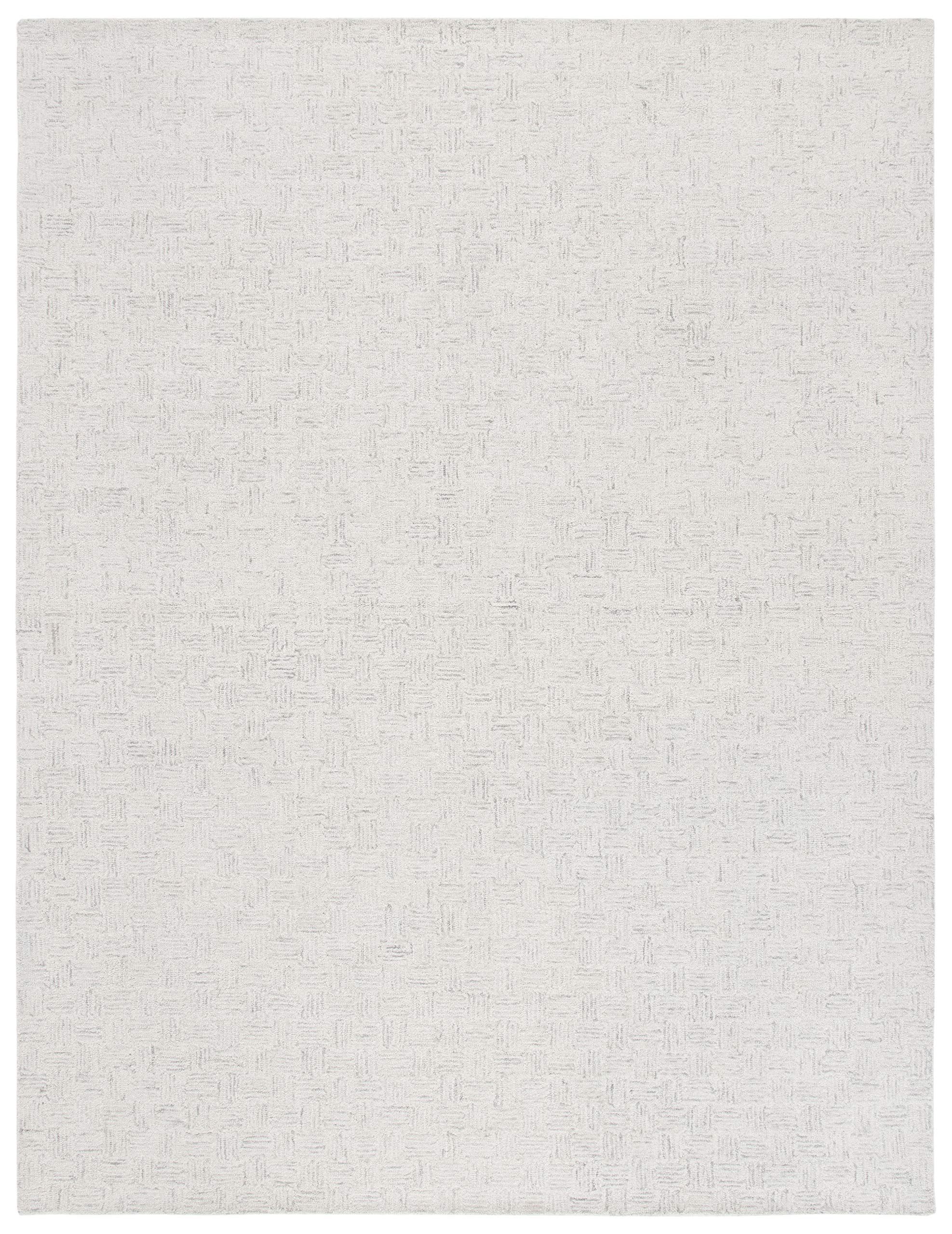 SAFAVIEH Area Rug 8x10 - Micro-Loop Collection - Large - Light Grey & Ivory, Handmade Wool, Ideal for Living Room, Bedroom, Office, Dining Space (MLP537F)