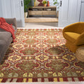 SAFAVIEH Area Rug 8x10 - Blossom Collection - Large - Red & Gold, Handmade Wool, Floral Design, Ideal for Living Room, Bedroom, Office, Dining Space (BLM422Q)