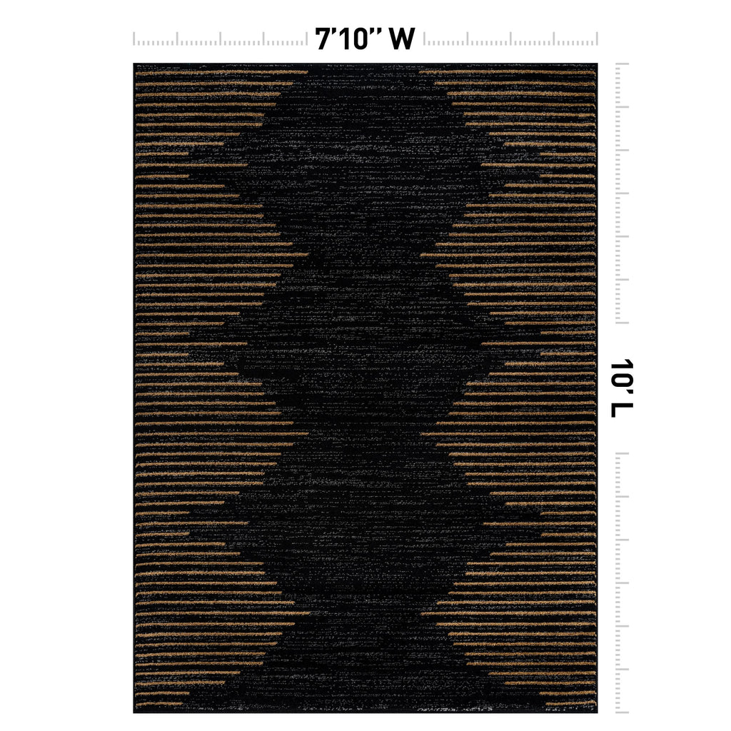 Rugshop Bohemian Stripe Stain Resistant High Traffic Living Room Kitchen Bedroom Dining Home Office Area Rug 7'10" x 10' Camel