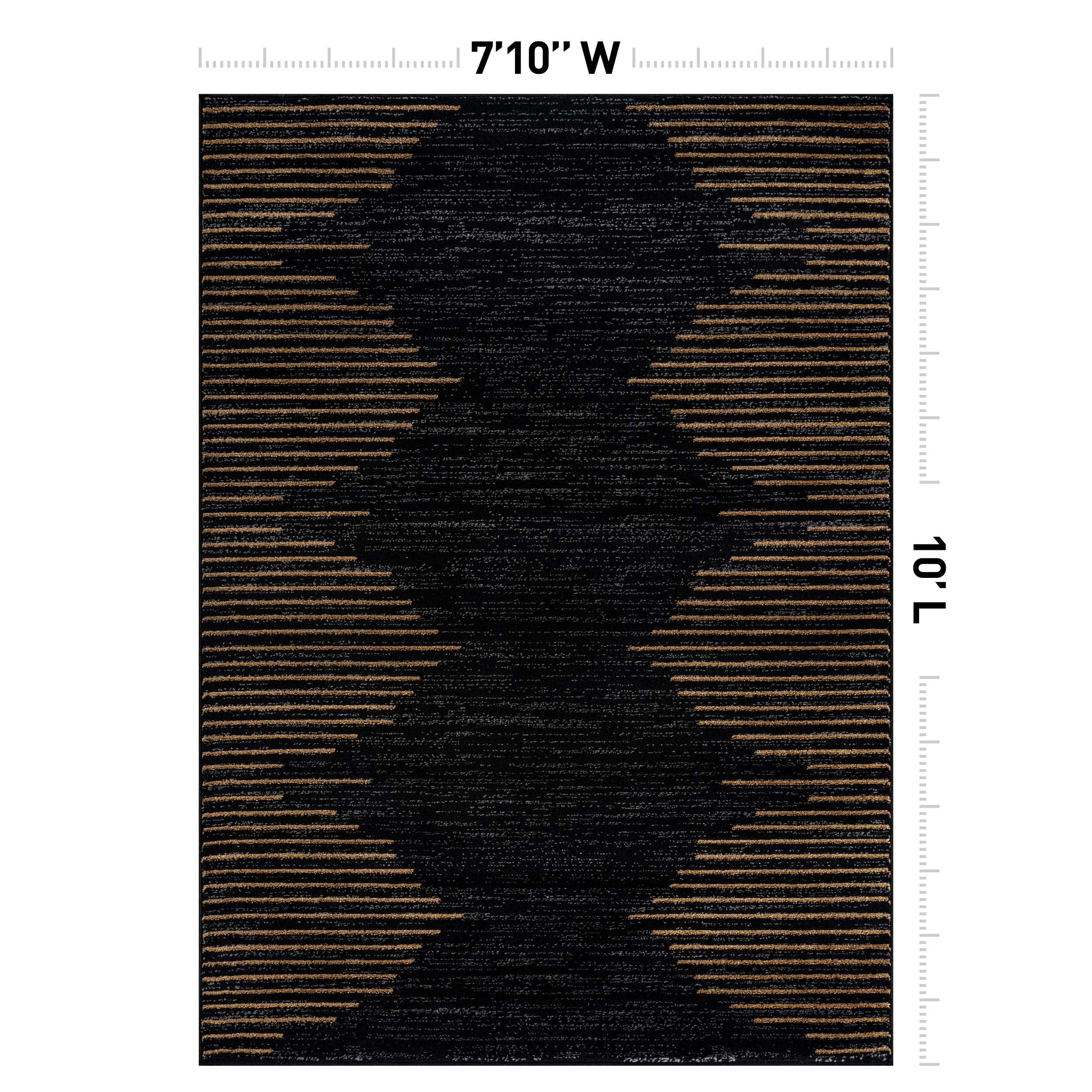 Rugshop Bohemian Stripe Stain Resistant High Traffic Living Room Kitchen Bedroom Dining Home Office Area Rug 7'10" x 10' Camel
