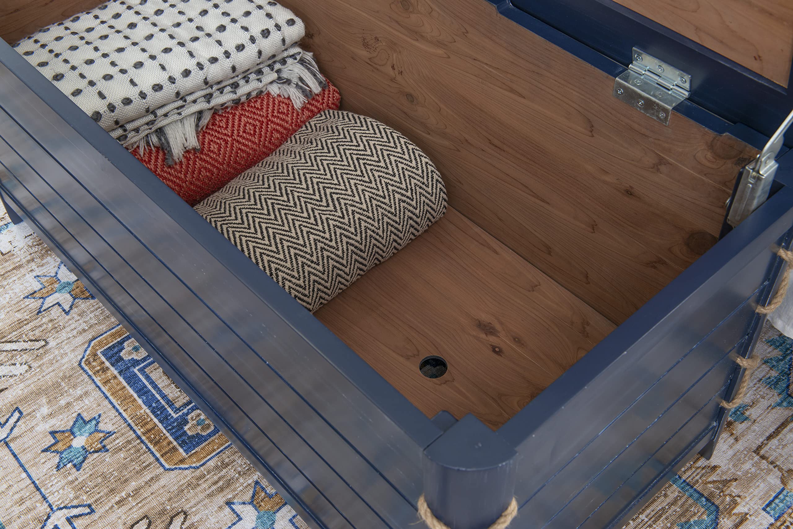 Powell Phillip Navy Blue Cedar Chest with Rope Detailing