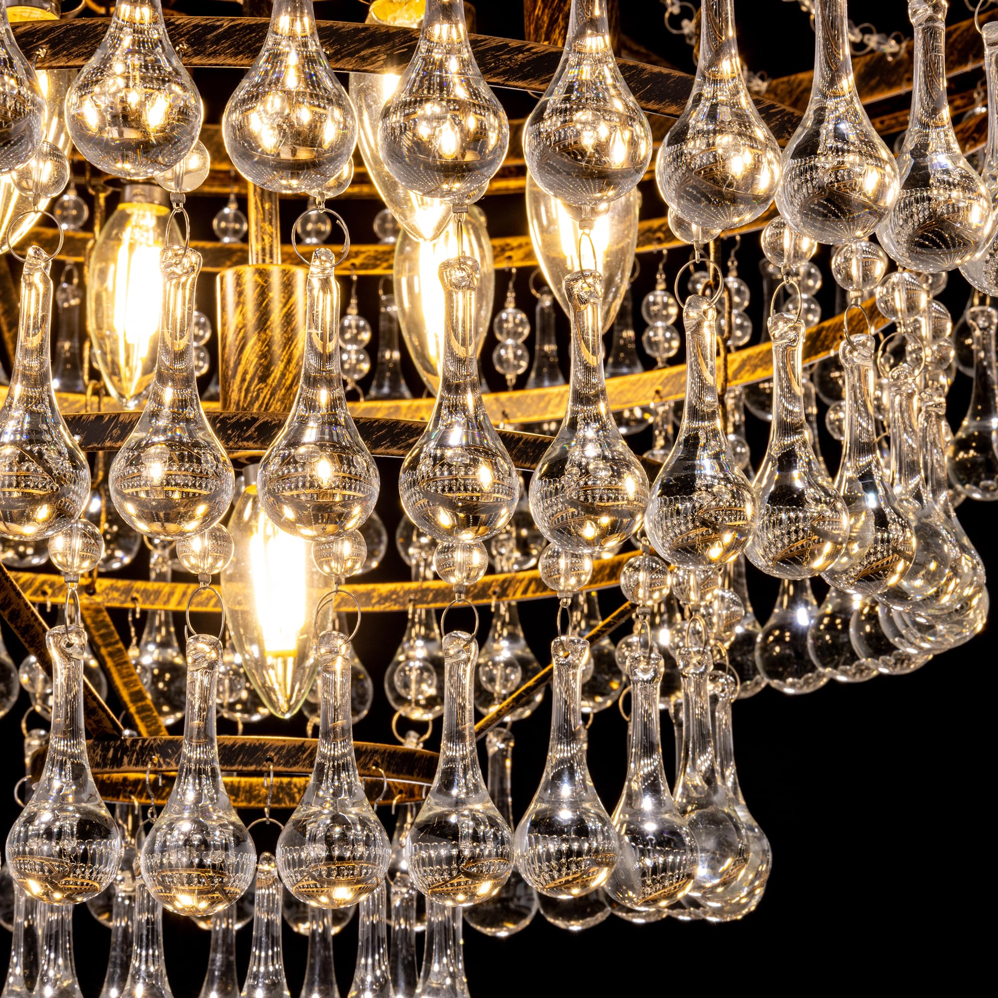 Wellmet French Empire Crystal Chandeliers, Antique Bronze Chandeliers 10 Lights, Rustic Farmhouse Chandelier High Ceiling Light Fixture for Entryway, Foyer, Dining Room, Staircase (Bronze, 28 Inches)
