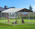 YITAHOME 14.8'x14.8' Large Outdoor Dog Kennel with Metal Dog Gate, Dog Pens Outside with Roof, Dog Fence Outdoor for Yard