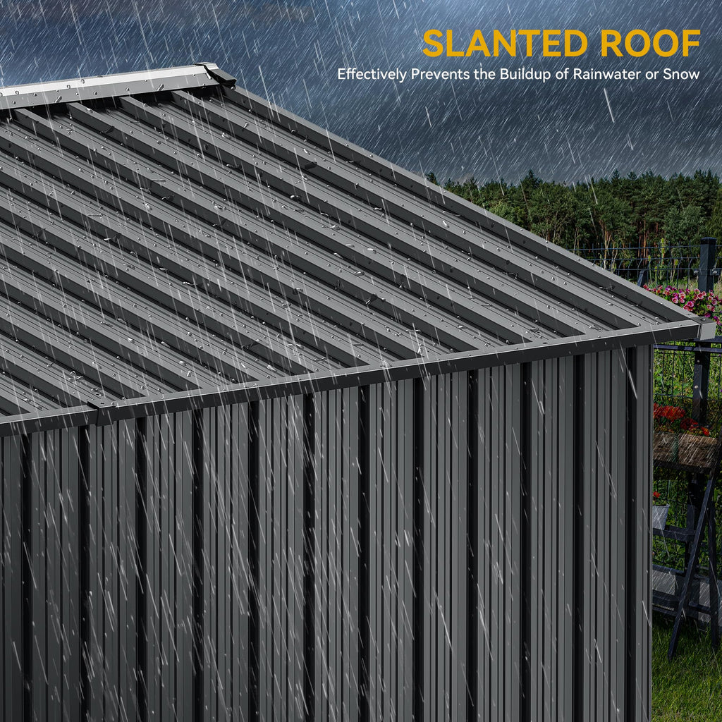 DWVO 10x8ft Outdoor Storage Shed, Large Metal Tool Sheds, Heavy Duty Storage House with Lockable Doors & Air Vent for Backyard Patio Lawn to Store Bikes, Tools, Lawnmowers, Dark Gray