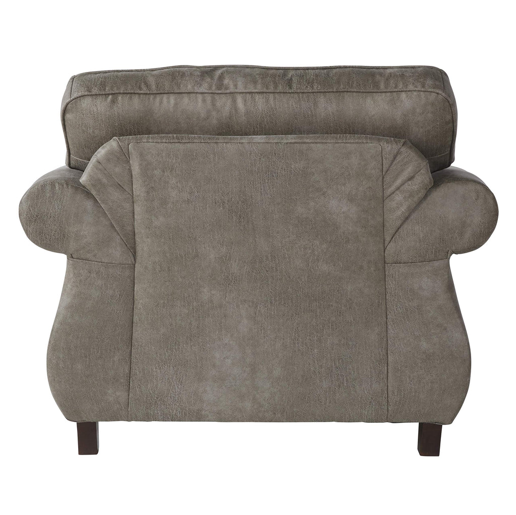 Roundhill Furniture Leinster Faux Leather Upholstered Nailhead Chair and Ottoman, Gray