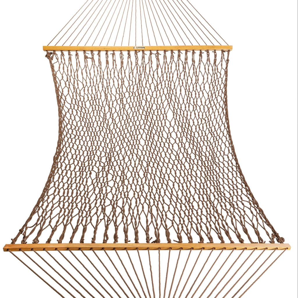 Original Pawleys Island Deluxe Antique Brown DuraCord Rope Hammock – 13 ft. x 65 in, 2-Person, 450 lb Capacity, Oak Spreader Bar, Zinc-Plated Hardware, Handcrafted in the USA