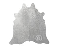 Sunshine Cowhides 100% Genuine Metallic Silver On Off White Cowhide Rug - Modern Style Animal Skin Rug & Floor Carpet for Living Room, Bedroom, Kitchen & More - Extra Large (6x7-8 Ft.)