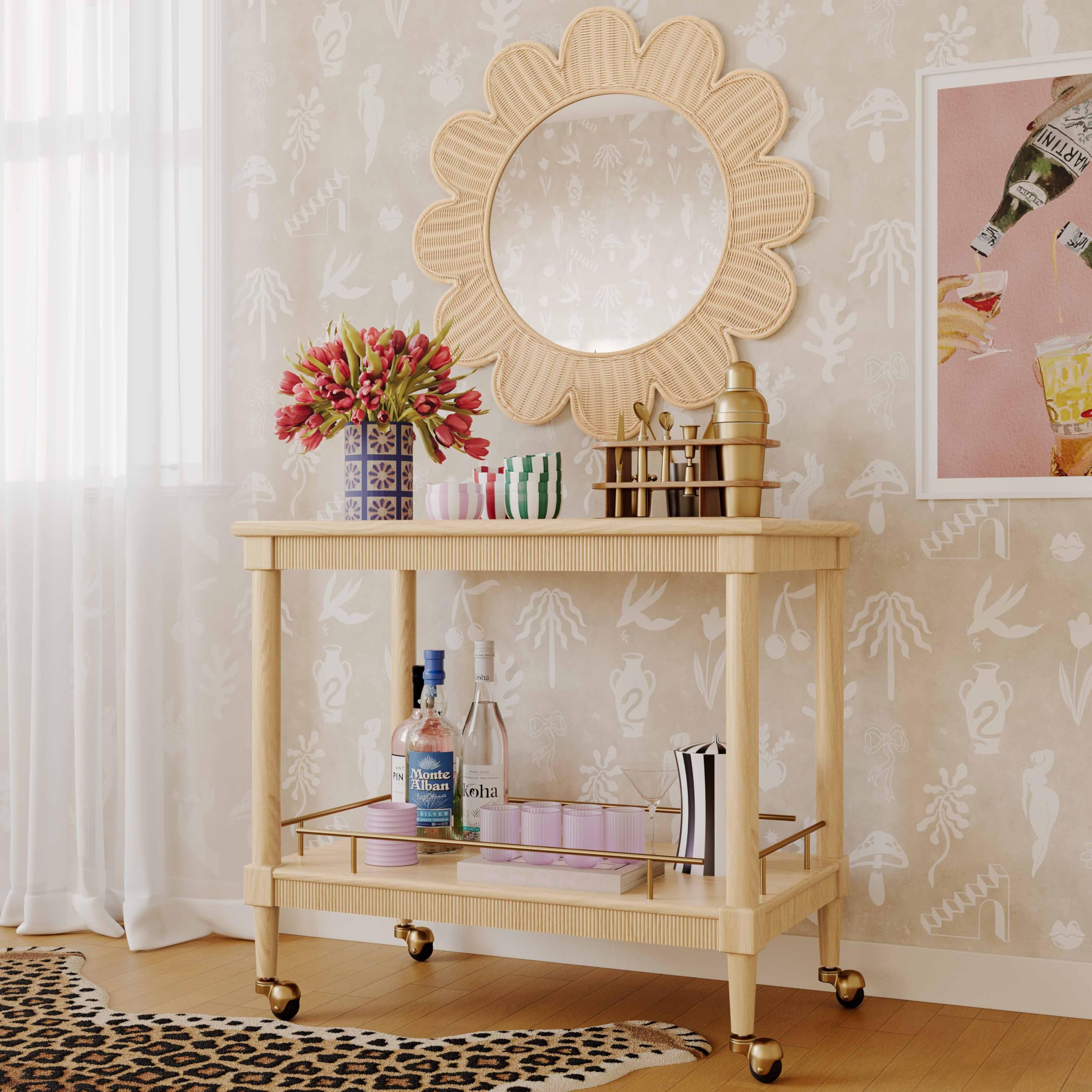 Tov Furniture Slosh Natural Ash Bar Cart