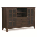 SIMPLIHOME Artisan TV Stand - 53 inch Wide Solid Wood Tall Media Console in Natural Aged Brown, Contemporary Entertainment Center for Living Room for TVs up to 60 Inches with Cable Management