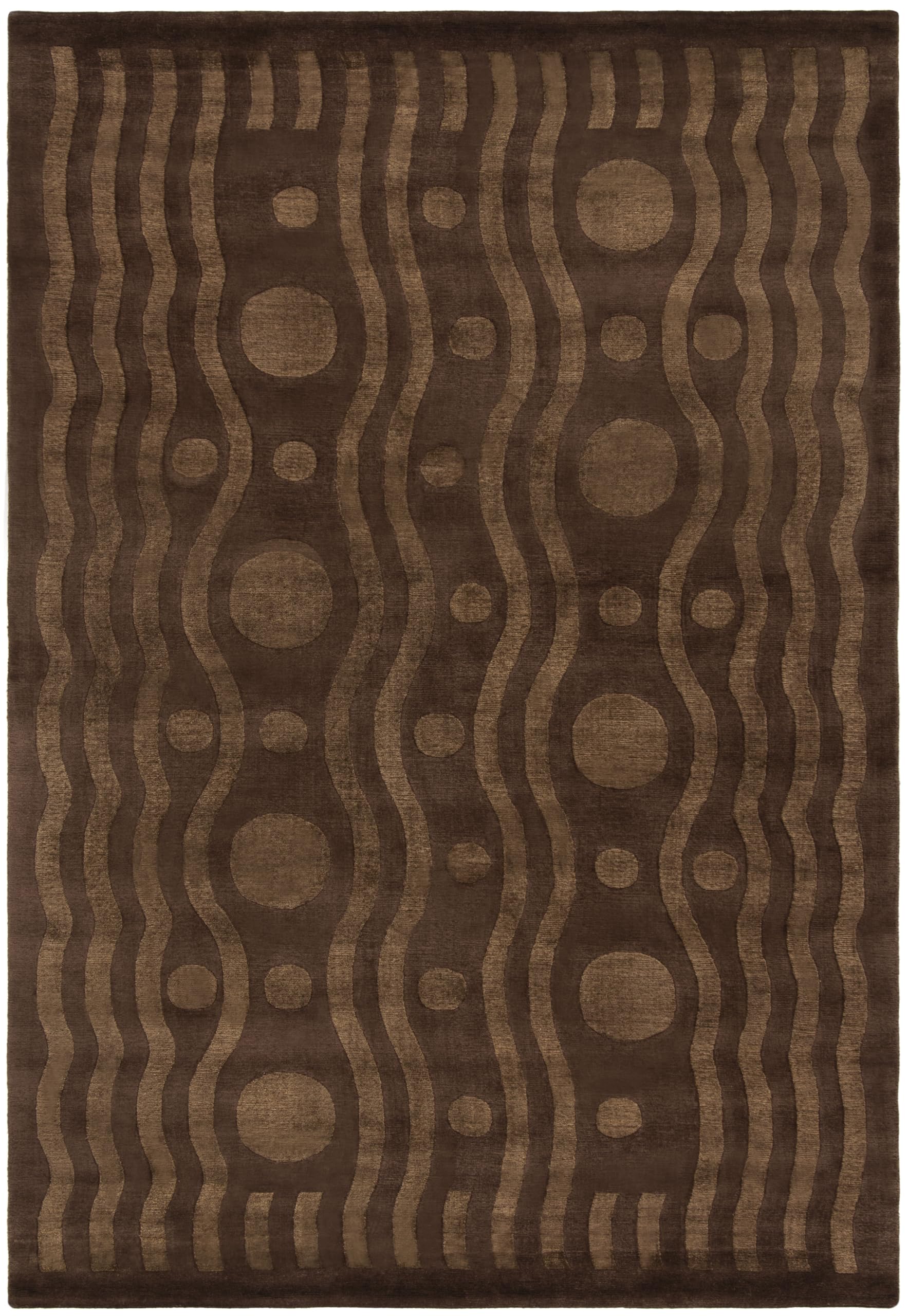 SAFAVIEH Area Rug 6x9 - Couture Collection - Coco Tan & Beige, Silk & Wool, Ideal for Living Room, Bedroom, Dining Space (TOB814E)