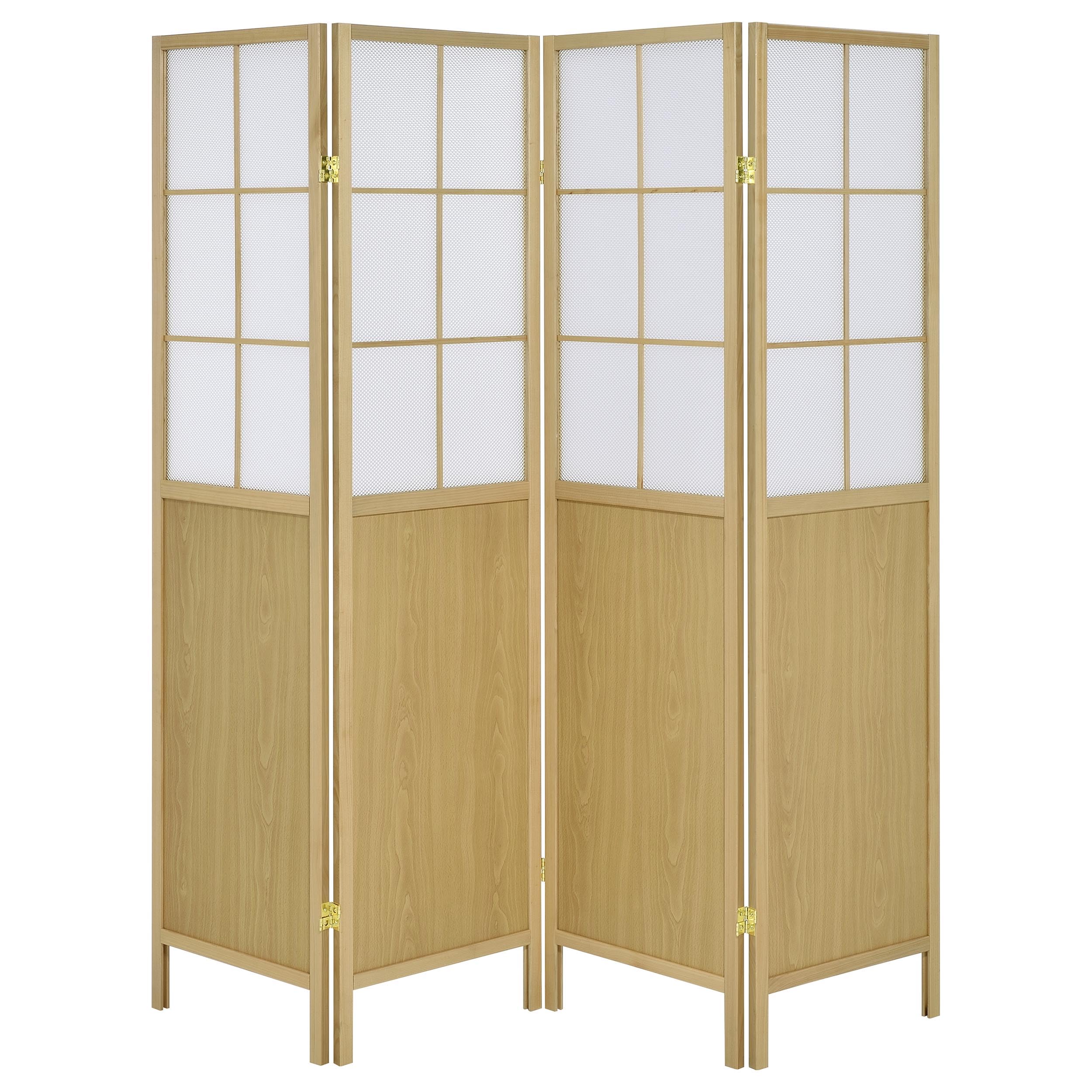 Coaster Home Furnishings Edwards 4-Panel Room Divider Folding Shoji Screen Natural