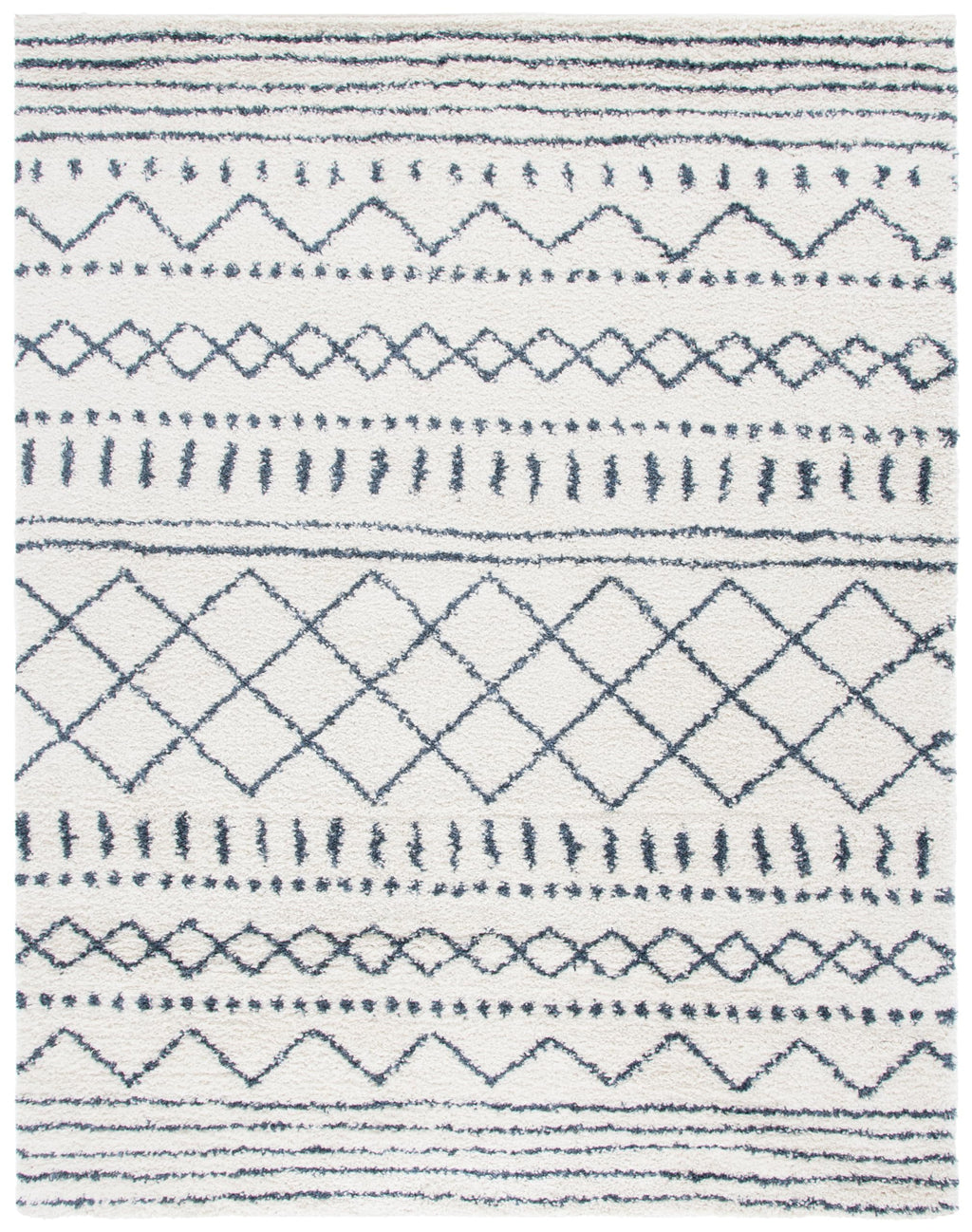 SAFAVIEH Area Rug 10x14 - Arizona Shag Collection - Large - Ivory & Slate, Moroccan Boho Design, Non-Shedding & Easy to Clean, Ideal for Living Room, Bedroom, Dining Space (ASG741M)
