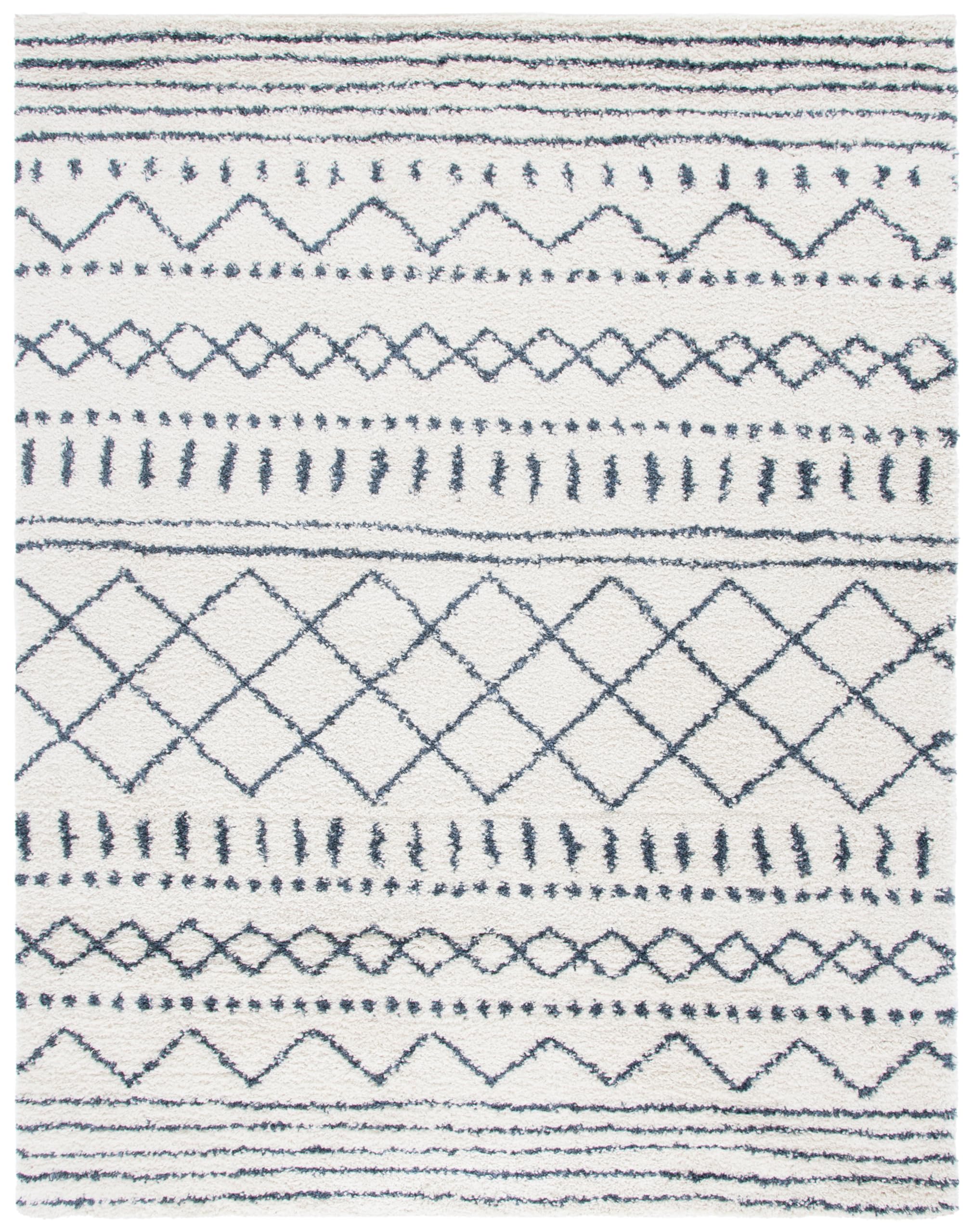 SAFAVIEH Area Rug 10x14 - Arizona Shag Collection - Large - Ivory & Slate, Moroccan Boho Design, Non-Shedding & Easy to Clean, Ideal for Living Room, Bedroom, Dining Space (ASG741M)