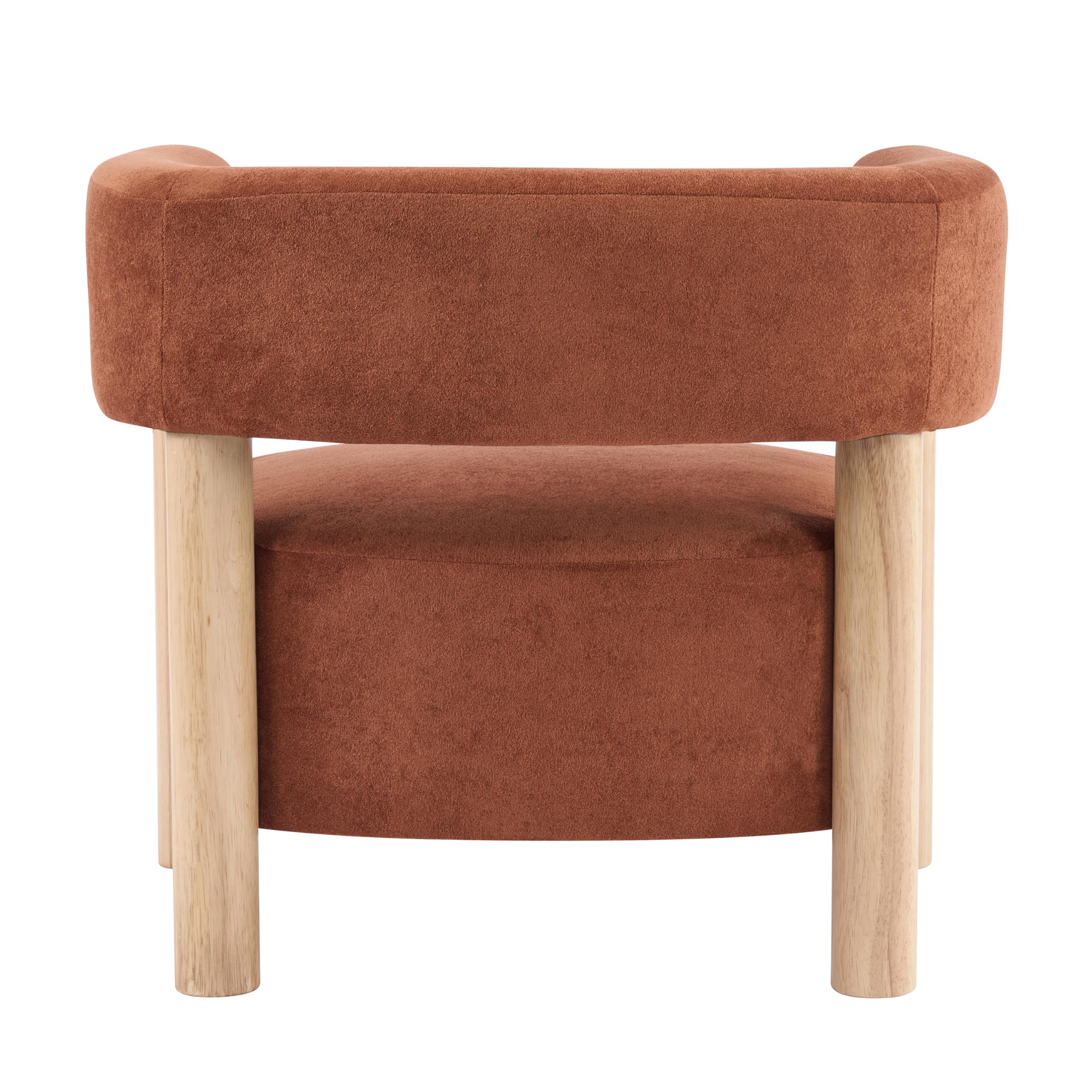 Christopher Knight Home Carly Low Profile Accent Chair, Boucle Upholstered Barrel Chair, Comfy Reading Chair for Bedroom, Wooden Single Lounge Sofa, Burnt Orange