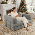 BSHOMGI Folding Sofa Bed, 4 in 1 Convertible Sofas to Lounger Comfy Floor Portable Foldable Sleeper Lazy Futon Couch Chair for Bedroom, Living Room (Light Gray, 53.15" Double Sofa)