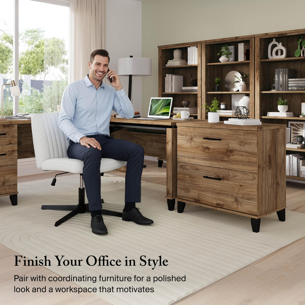 Bush Home 2 Drawer Lateral File Cabinet, Letter and Legal-Size Document Storage for Home or Professional Office, Somerset Collection, Fresh Walnut