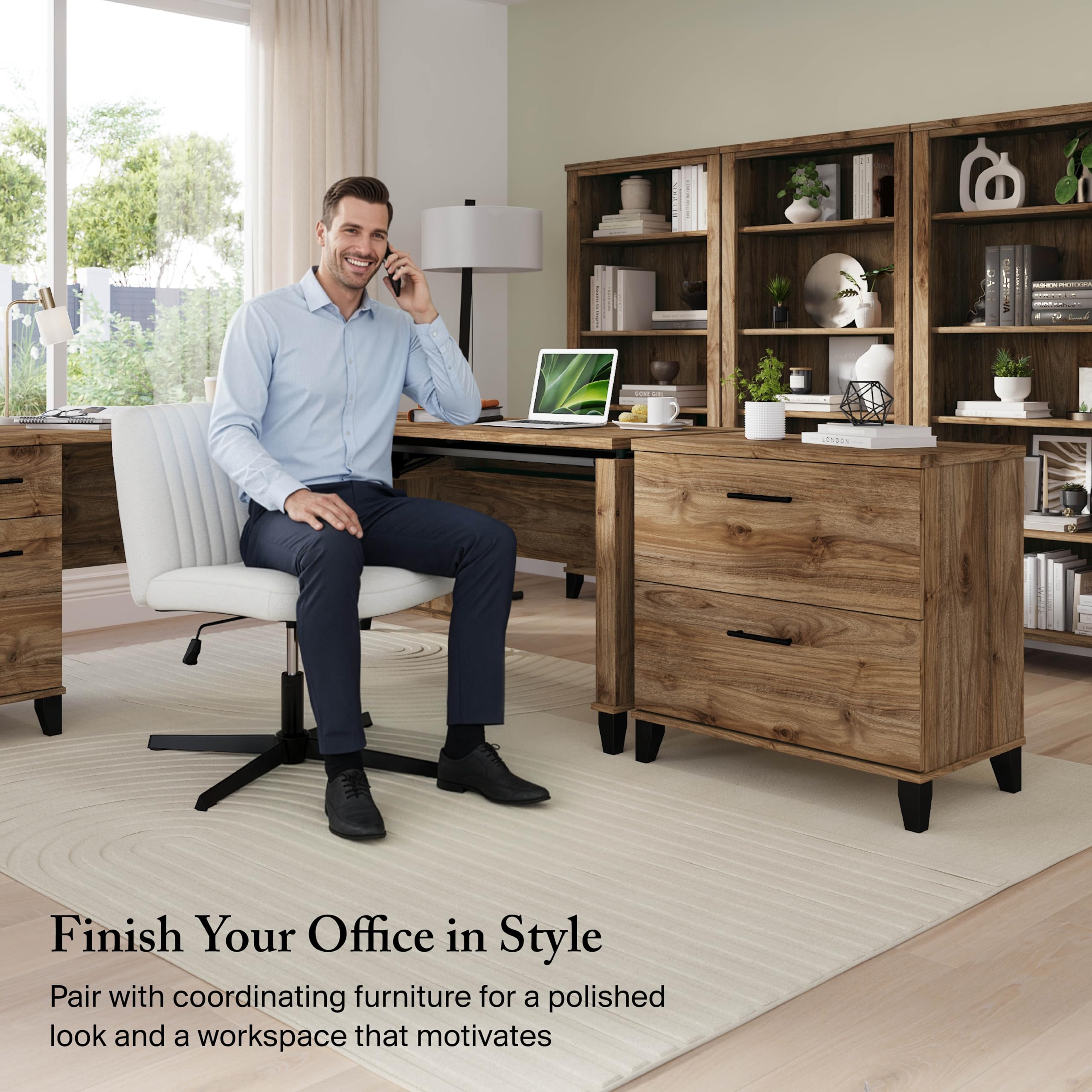 Bush Home 2 Drawer Lateral File Cabinet, Letter and Legal-Size Document Storage for Home or Professional Office, Somerset Collection, Fresh Walnut