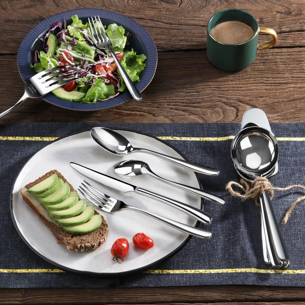 Cangshan RAIN II Flatware Set, Stainless Forged, Window Box, Metallic Finish (47-Piece)