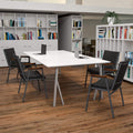 Flash Furniture 4 Pack HERCULES Series Heavy Duty Black Vinyl Stack Chair with Arms