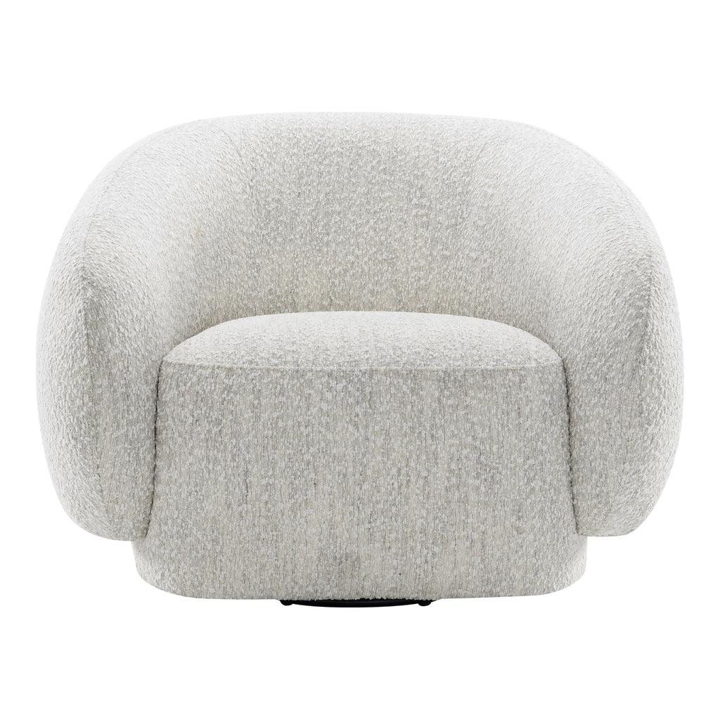 Furniture of America Corra Modern Boucle 41.7-inch Swivel Chair with 360-degree Swivel Base, Sloped Curved Backrest and Armrest for Living Room, Office, Beige