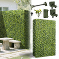 AwnPro 36Wx54Hx12D inches Artificial Boxwood Hedge Wall | Artificial Plant Waterproof Durable Partition Wall | Partition Privacy Panel | Garden Office Partition Wall | (White Flower Decoration)