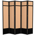 Red Lantern 7 ft. Tall Jute Shoji Screen - 5 Panel - Black