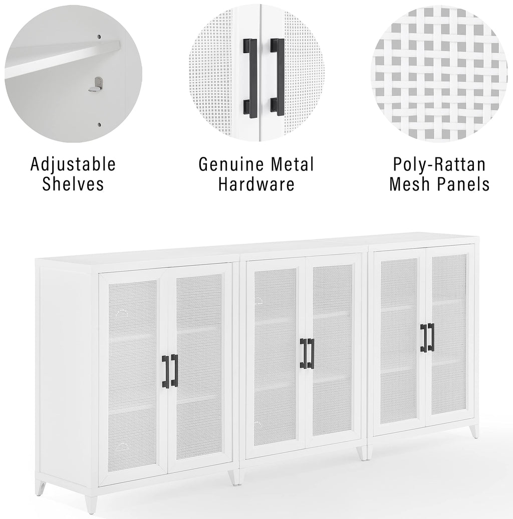 Crosley Furniture Milo 2-Piece Entertainment Center TV Stand, Media Console, Vinyl Record Storage, White