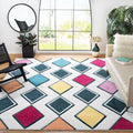 SAFAVIEH Area Rug 8x10 - Hollywood Collection - Large - Ivory & Peacock Blue, Mid-Century Modern Design, Non-Shedding & Easy Cleaning, Ideal for Living Room, Bedroom, Office, Dining Space (HLW704B)