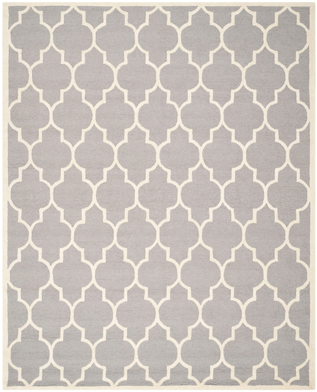SAFAVIEH Cambridge Collection Area Rug - 10' x 14', Silver & Ivory, Handmade Moroccan Trellis Wool, Ideal for High Traffic Areas in Living Room, Bedroom (CAM134D)