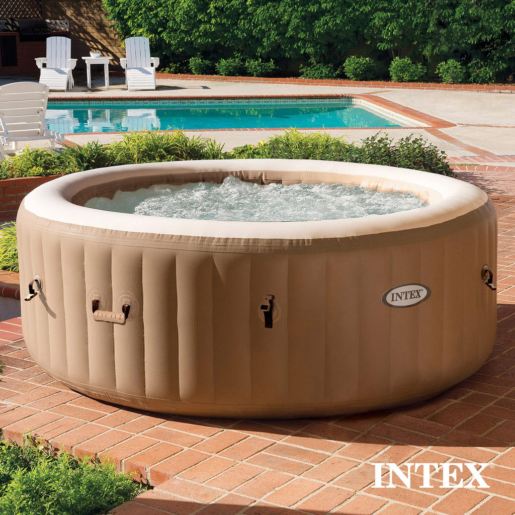 INTEX 28425EP PureSpa Bubble Massage Spa Set: Energy Efficient Spa Cover – Push Button Control Panel – 120 Jets – 4 Person Pool Capacity – 77" x 28"