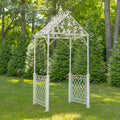 9.5ft T Iron Garden Arch with Embellished Trellis London 1820" (Antique White)
