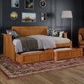 AFI, Cambridge Twin Size Wood Daybed Frame with 2 Storage Drawers, Light Toffee