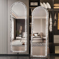 WINNICE 71"×24" Full-Length Mirror with Lights- Arch Crystal Crush Diamond Wall Mounted Hanging Diamond Mirror Leaning for Living Room Bedroom