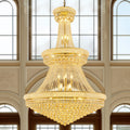 Dvasovio 42'' W Luxury 3-Tier Empire Crystal Chandelier, 36 LED Bulbs, 480 Hand-Strung K9 Crystals (4 Spares), 79-Inch Adjustable Chain, Ideal for Foyer, Staircase, Double-Height Living Room (Gold)