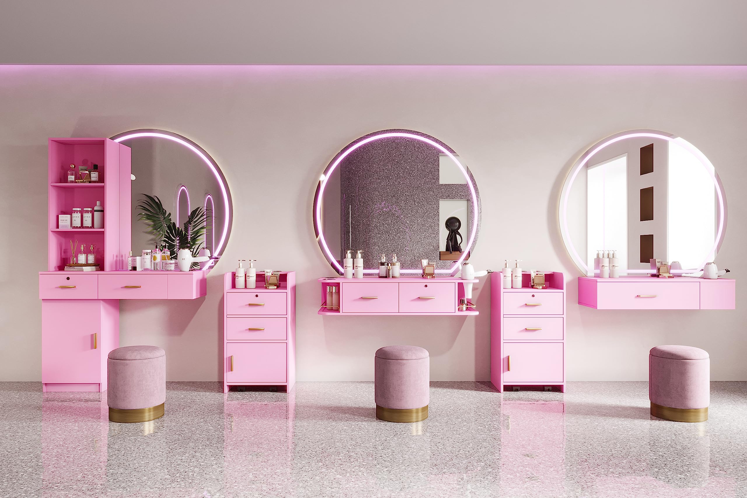 Wall Mount Salon Stations for Hair Stylist,Barber Hair Stations for Salon Beauty Spa Equipments