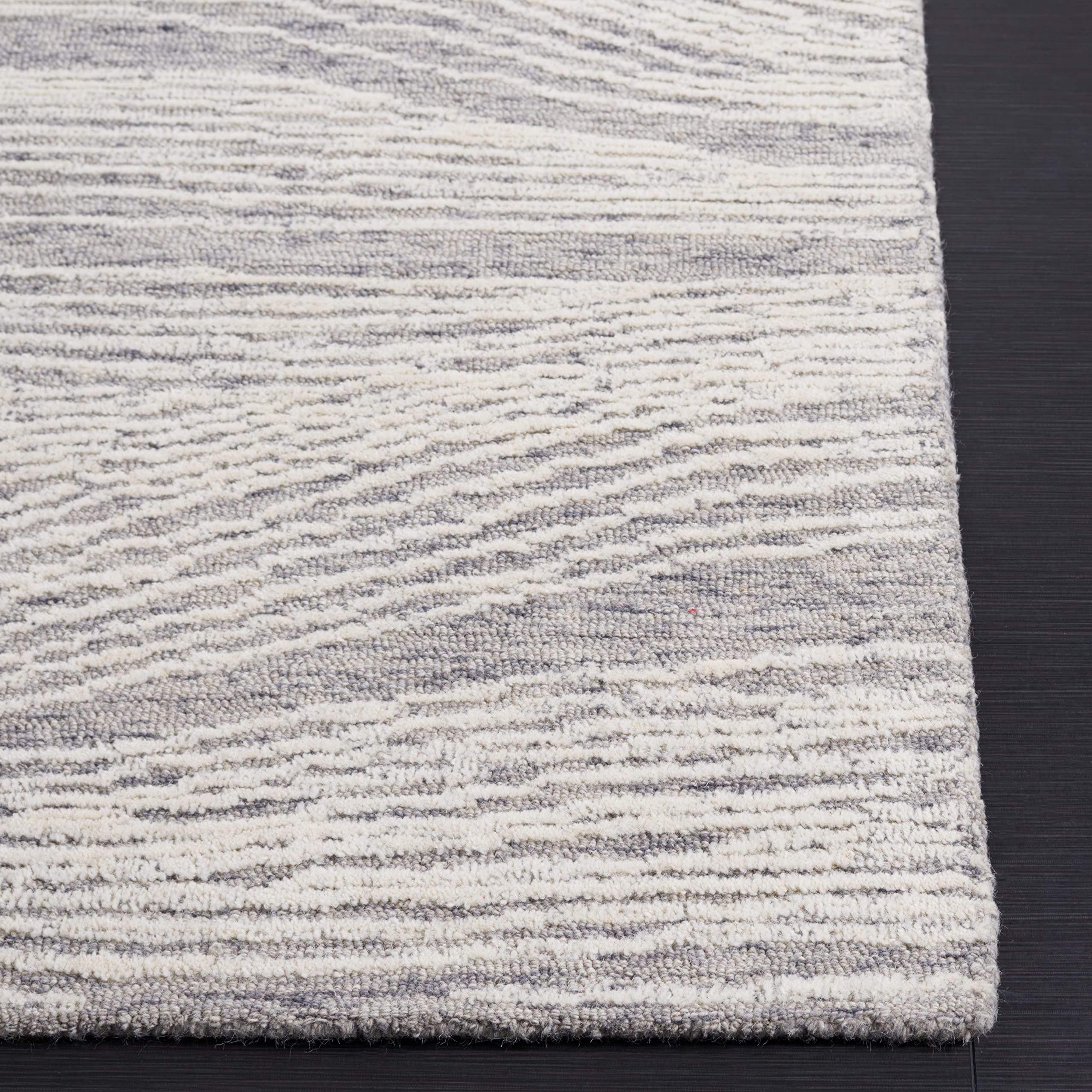 SAFAVIEH Area Rug 8x10 - Metro Collection - Large - Grey & Ivory, Handmade Wool, Modern Design, Ideal for Living Room, Bedroom, Office, Dining Space (MET995F)
