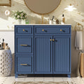 Favfurish 36" Bathroom Vanity with Ceramic Sink Combo,Free Standing Cabinet with Double-Layer Drawers and 3 Drawers,Solid Wood Bathroom Storage with Soft Close Doors,Adjustable Shelf,Modern,Blue