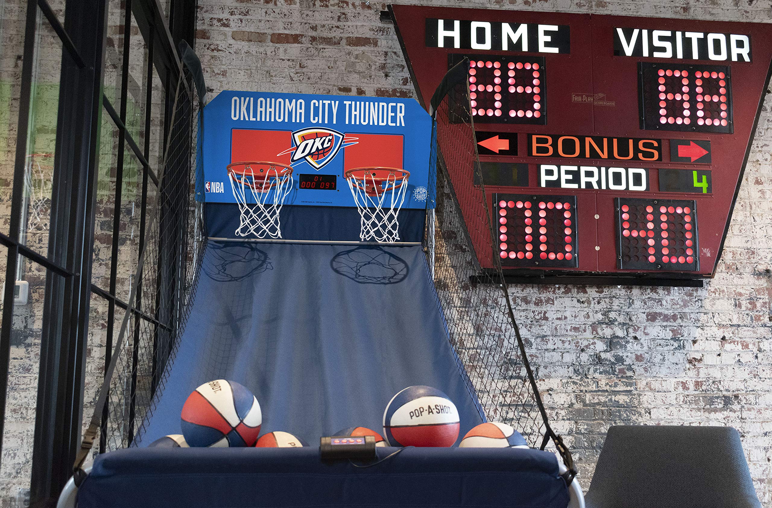 Pop-A-Shot - Home Dual Shot with Oklahoma City Thunder NBA Graphics l Sensor Scoring l 16 Game Modes l 7 Balls l Foldable Storage l for All NBA Fans